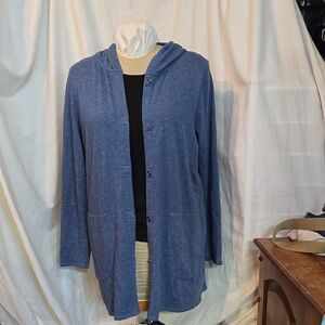 Blue Hooded Cardigan